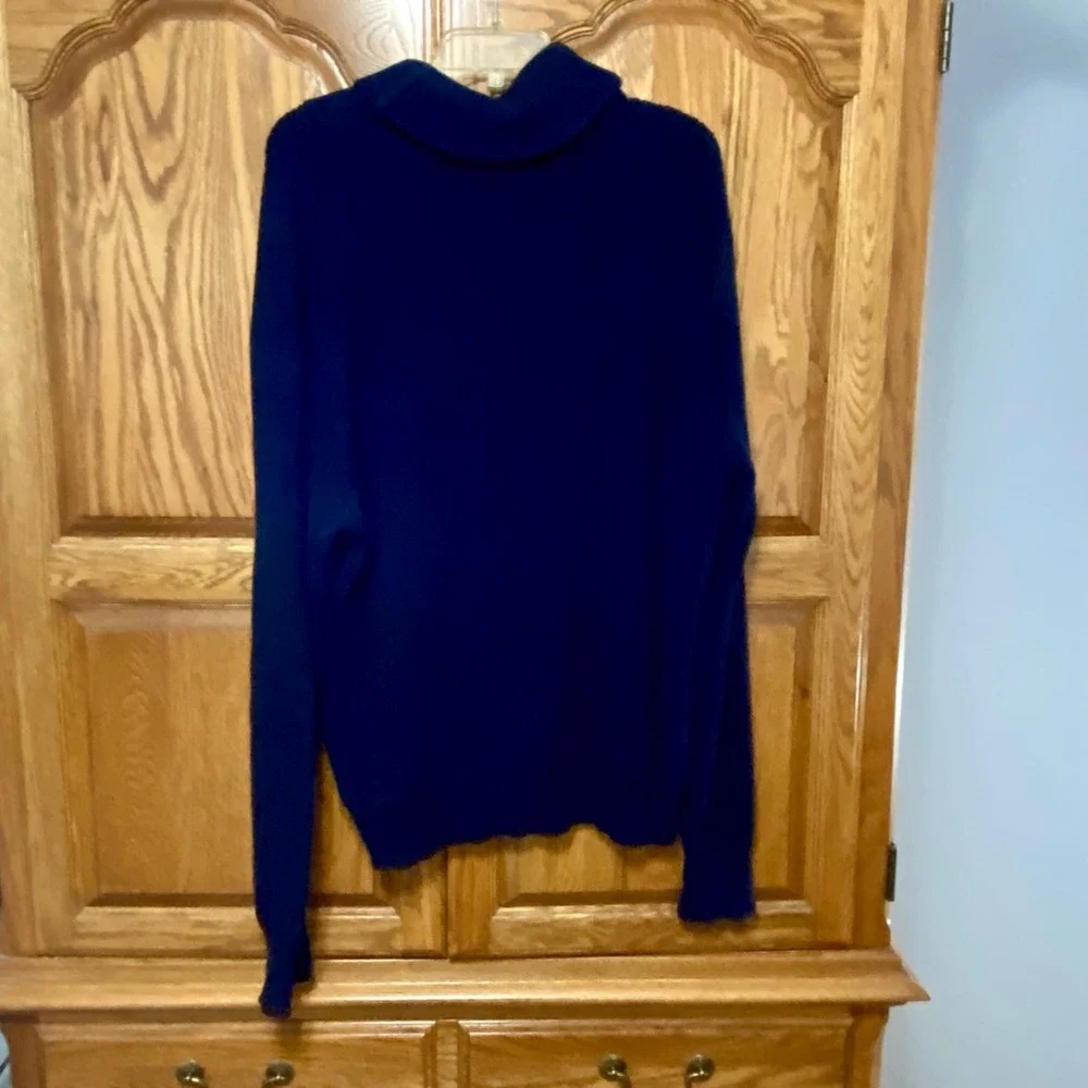 Polo Ralph Lauren Shawl Collar Sweater Mens L Blue Ribbed Knit Button Pullover